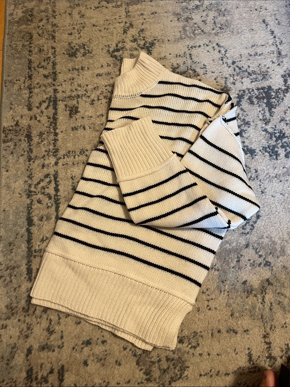 Beautiful Black and Cream Striped Sweater